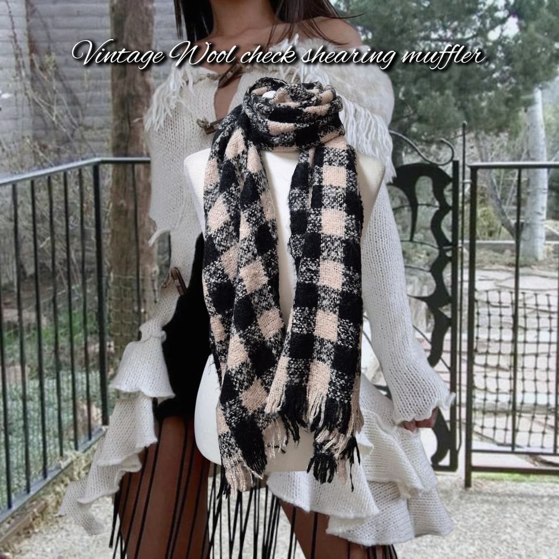 Vintage Wool check shearing muffler 상품이미지1