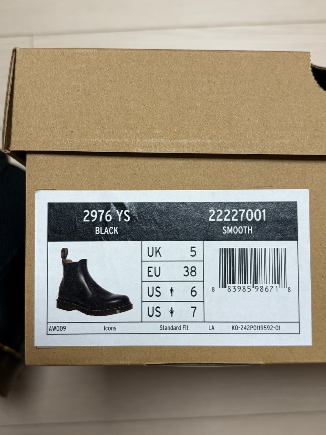 닥터마틴 2976 YS 블랙 uk5(240) 상품이미지3
