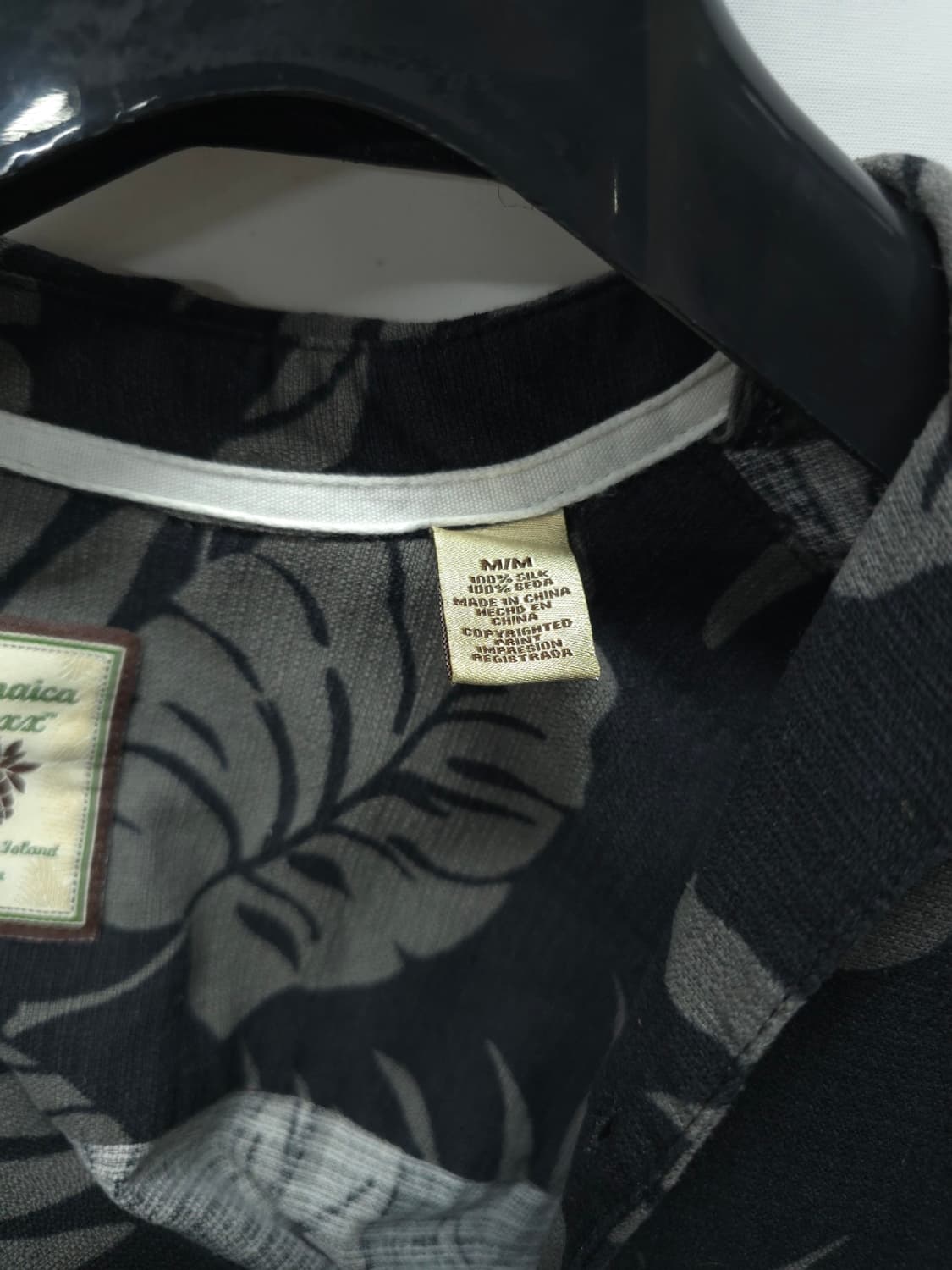 빈티지 자메이카 잭스 모노톤 보태니컬 실크 100% 알로하 셔츠 상품이미지8