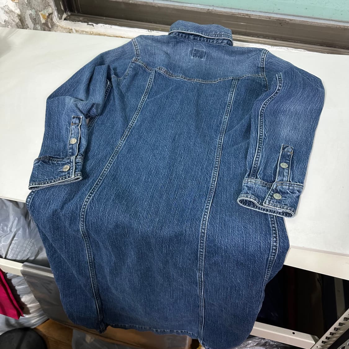 우먼S 갭 GAP 빈티지워시드 일자핏 풀버튼 네임원피스 상품이미지5