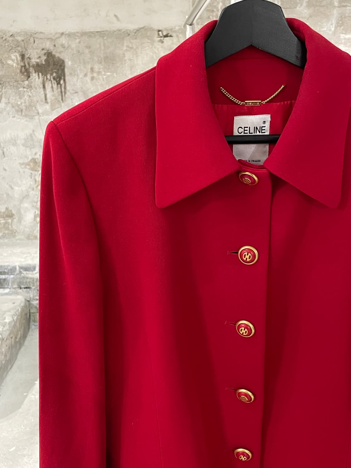 셀린느 레드 금장 버튼 울 블레이저 상품이미지2