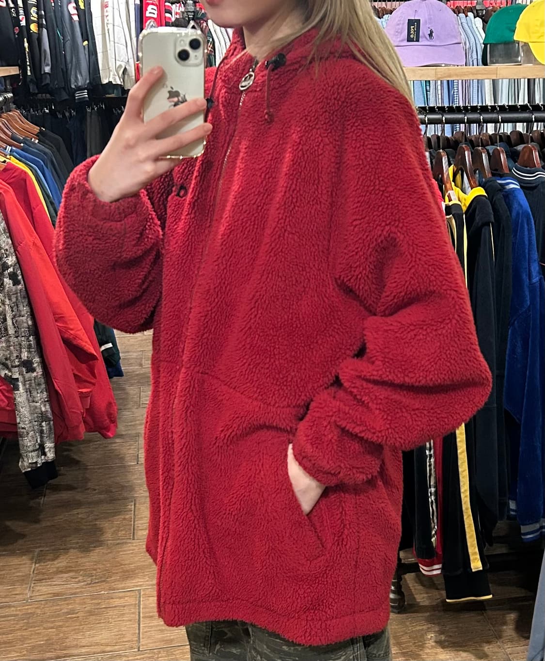 [HI] 아디다스 양털 후드집업 레드 상품이미지4