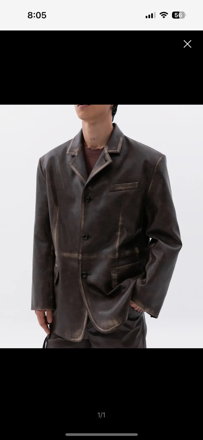 ESC STUDIO  워싱레더 블레이저 & 팬츠 셋업 브라운 상품이미지2