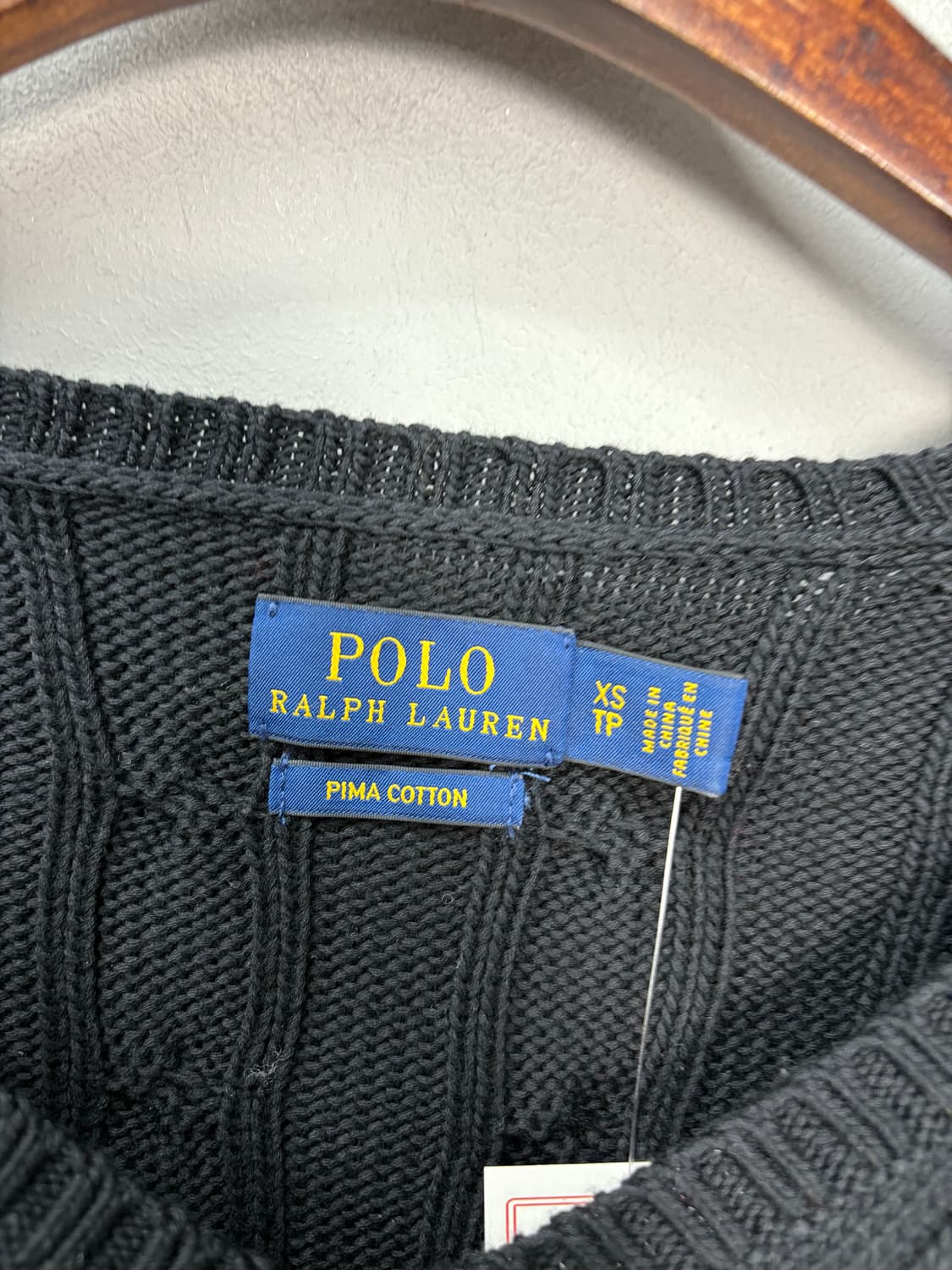 폴로랄프로렌 포니로고 브이넥 블랙 꽈배기니트 A3100 상품이미지5