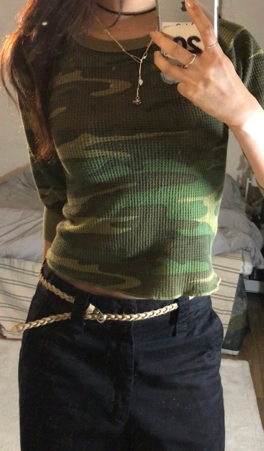 빈티지 카모 슬림 슬리브 긴팔 티셔츠 상품이미지1