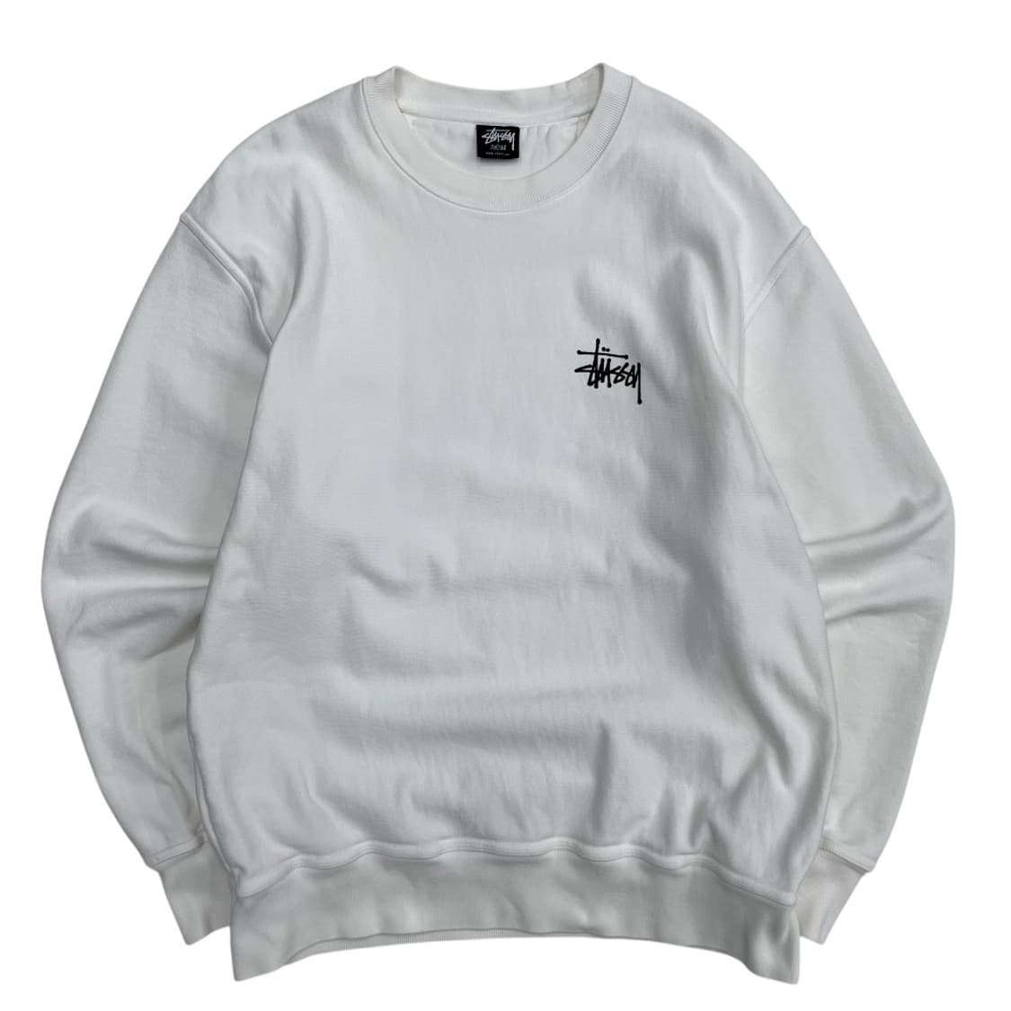 스투시 백로고 화이트 맨투맨 M 상품이미지4