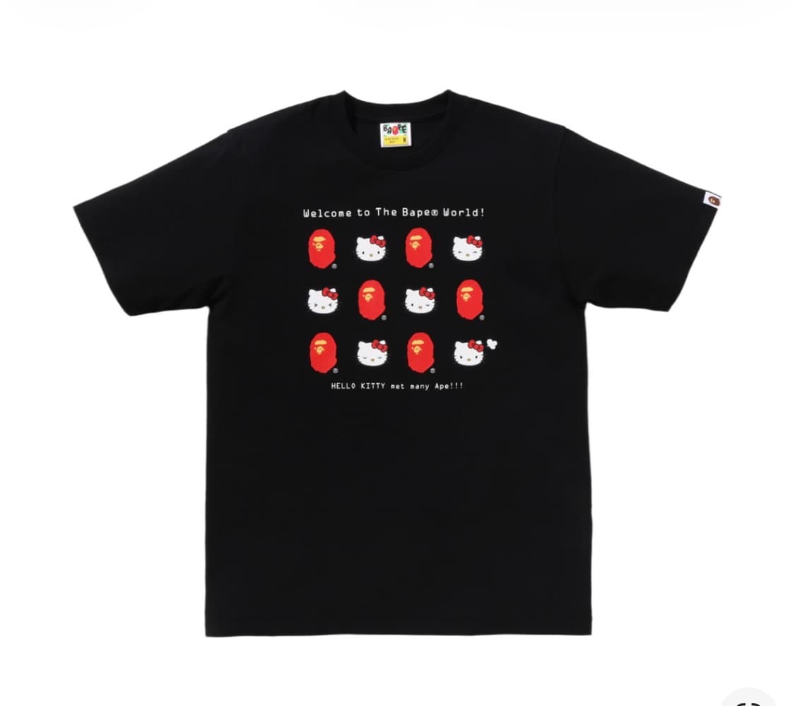 베이프 산리오 콜라보 키티 티셔츠 블랙 상품이미지4
