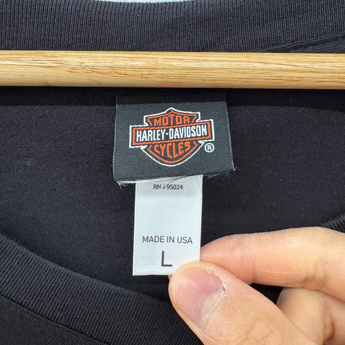 할리데이비슨 블랙 V넥 반팔 티셔츠 여성 L 상품이미지4