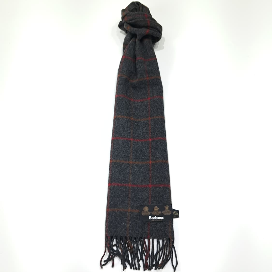 MX531 바버 90s 스코틀랜드판 램스울 윈도우페인 차콜 머플러 목도 상품이미지5
