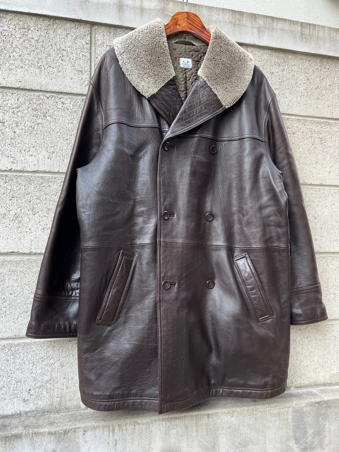 00s C.P.COMPANY SHEEPSKIN 씨피컴퍼니가죽코트자켓 상품이미지5