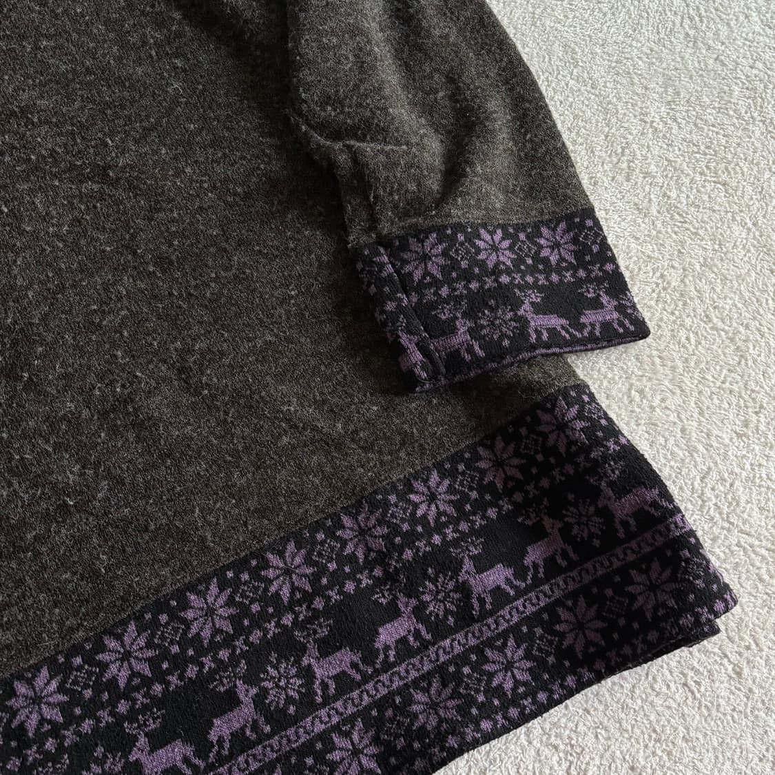 일본빈티지 브라운 하단 노르딕 패턴 니트 상품이미지3