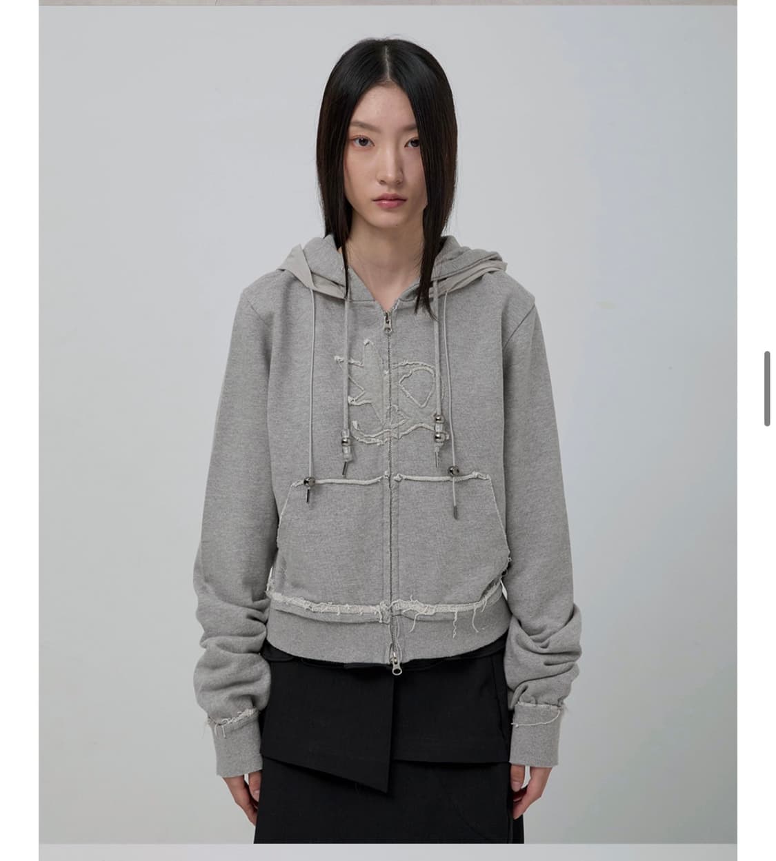 플레어업 레이어드 후드집업 블랙 1사이즈 상품이미지3