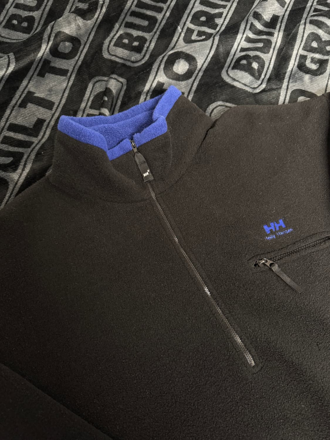 헬리 한센 쿼터 짚 플리스 풀오버 블랙 블루 메이드 인 유에스에이 상품이미지3