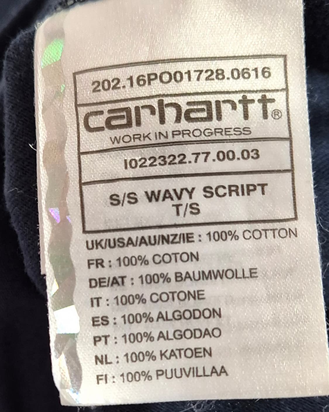 S ) 칼하트WIP 블랙 Wavy Script 반팔티 상품이미지3