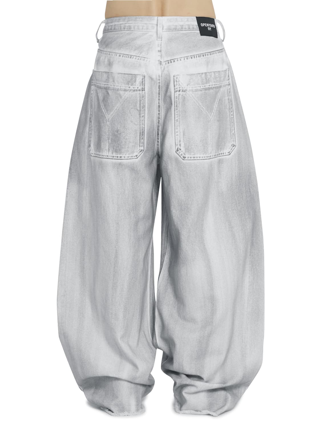 오와이 로우햄 스티치 볼륨 와이드 데님팬츠 M  상품이미지3