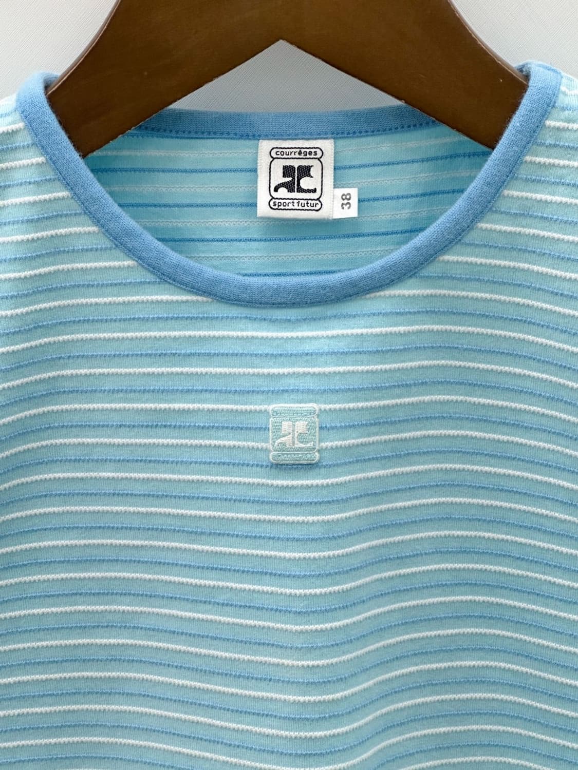 courreges / 꾸레쥬 스카이블루 스트라이프 반팔 티셔츠  상품이미지3