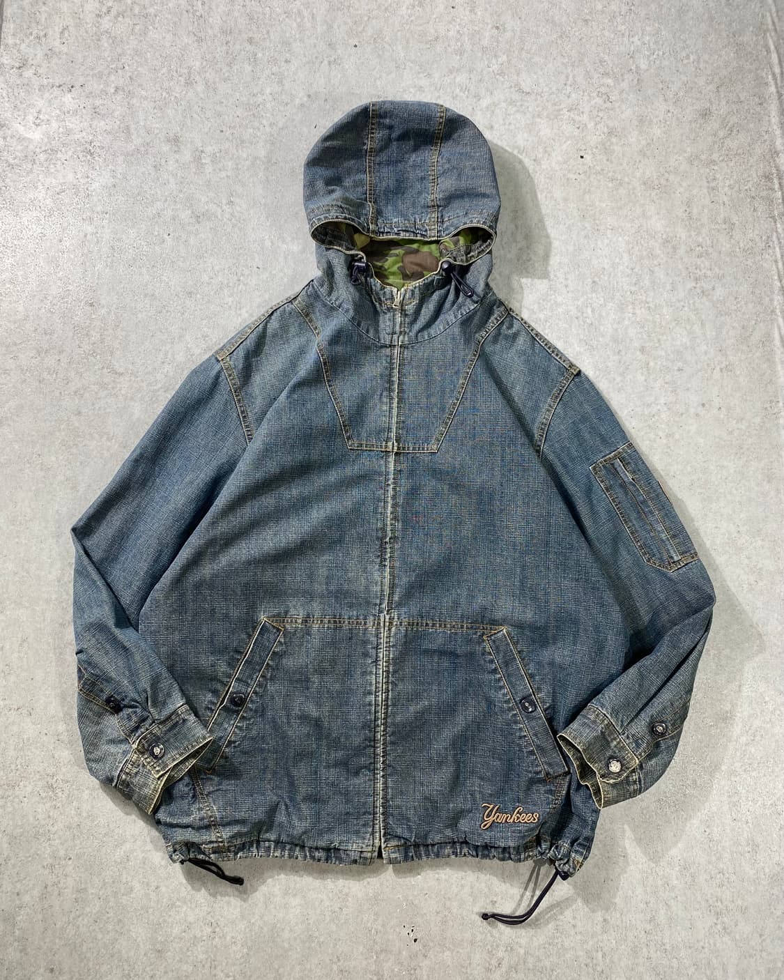 [105] 00s MLB 올드 엠엘비 뉴욕양키스 데님 후드집업 자켓 상품이미지3