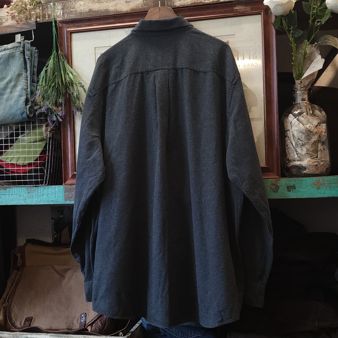 90s 엘엘빈 셔츠 하운드투스 패턴 워크셔츠 그레이 xxl 빅사이즈 상품이미지4