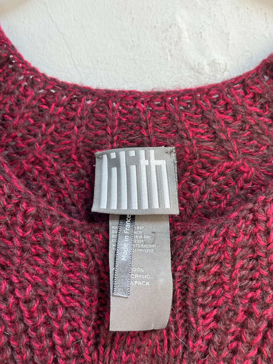 Lilith 릴리스 버건디 알파카 울 니트 사디건 XS 상품이미지2