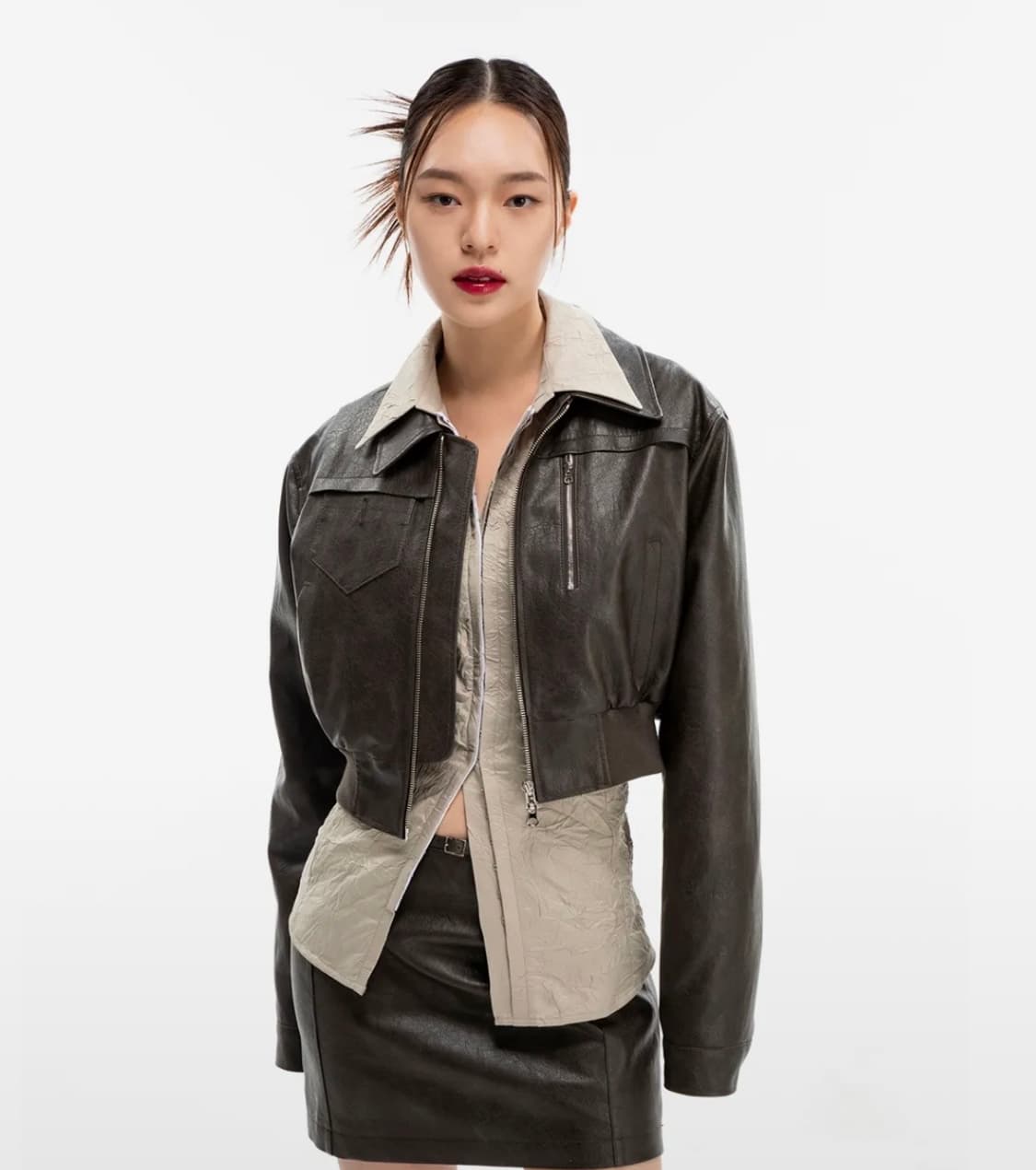 카리나 착용) 카프리슈 레더 자켓 팝니다 상품이미지1
