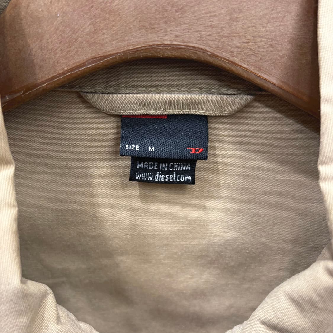 디젤 코튼 사파리 셔츠 자켓 로고 자수 플랩 포켓 웨스턴 요크 베이지 상품이미지7