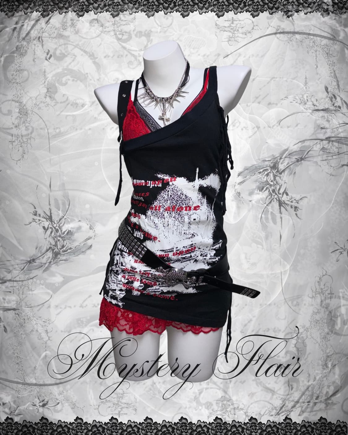 00s 레드 고스 펑크 그런지 나시 원피스 & 슬립 & 브라렛 상품이미지1