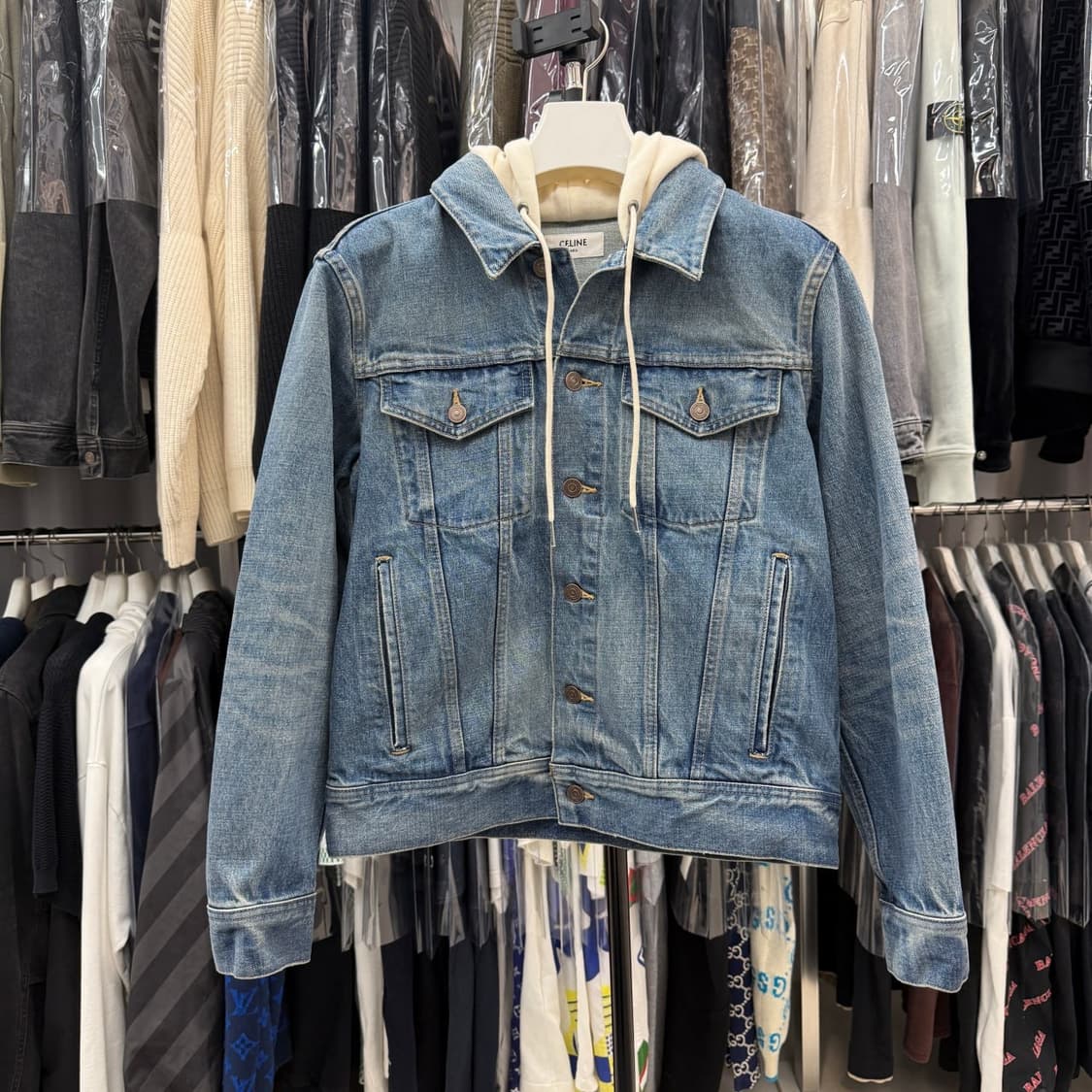 [리오브전포점] 셀린느 백로고 청 후드 데님 자켓 상품이미지1
