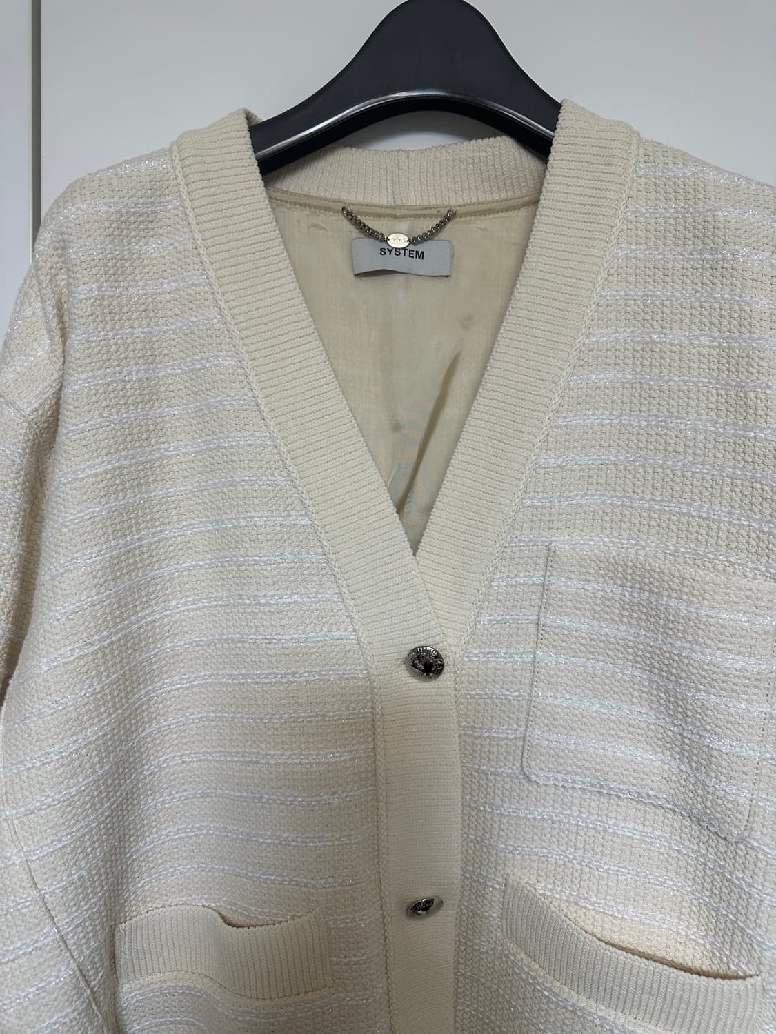 한섬 시스템 프리미엄 아이보리 트위드 울가디건 상품이미지5