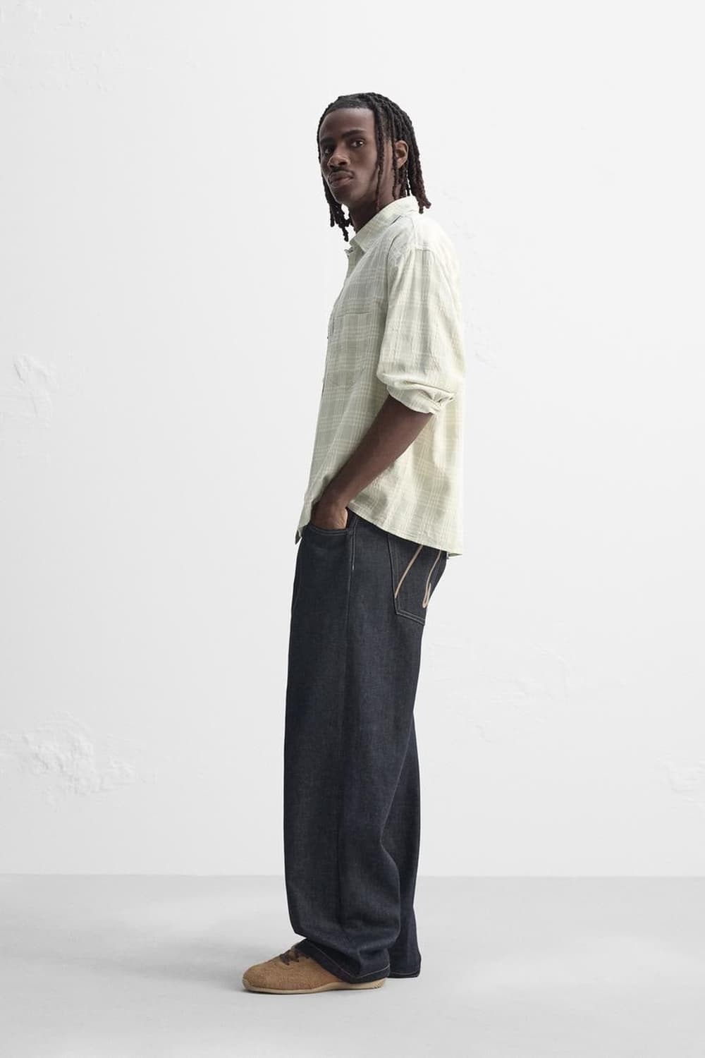 자라/ 자카드 체크 셔츠/ L 상품이미지5