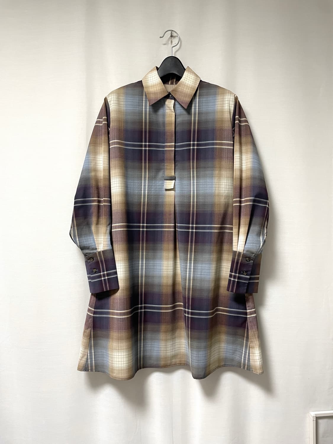 COS 코스 여성 울혼방 신축성 커프스소매 셔츠형 A라인 미디 원피스 상품이미지1