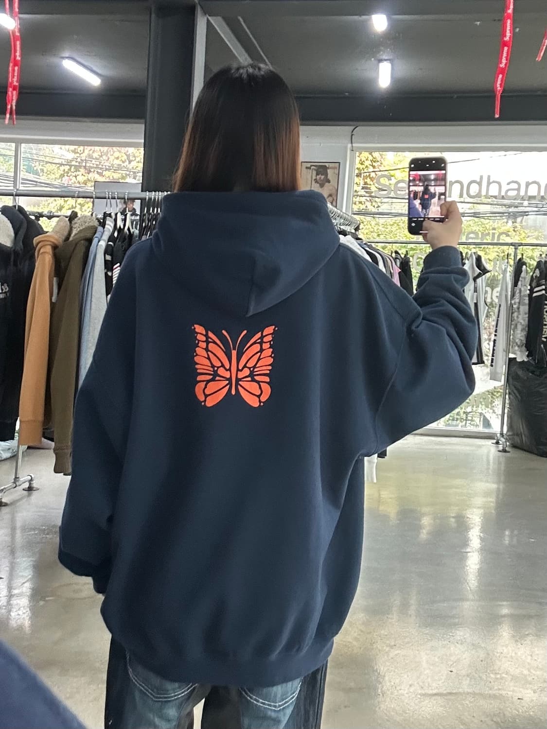 니들스 21AW Jeans Factory 버터플라이 후드티 상품이미지1