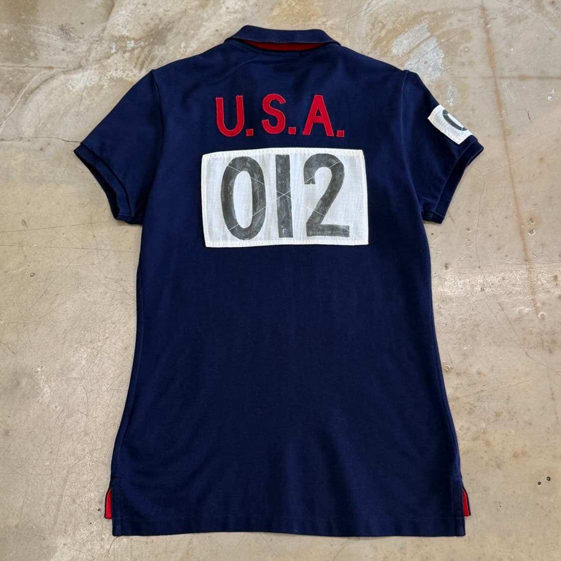 M 폴로랄프로렌 빅포니 여성용 U.S.A. 네이비 카라 반팔티 상품이미지3