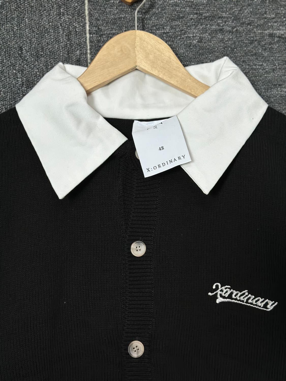 X:Ordinary 카라 크롭 니트 가디건 남녀공용 상품이미지3