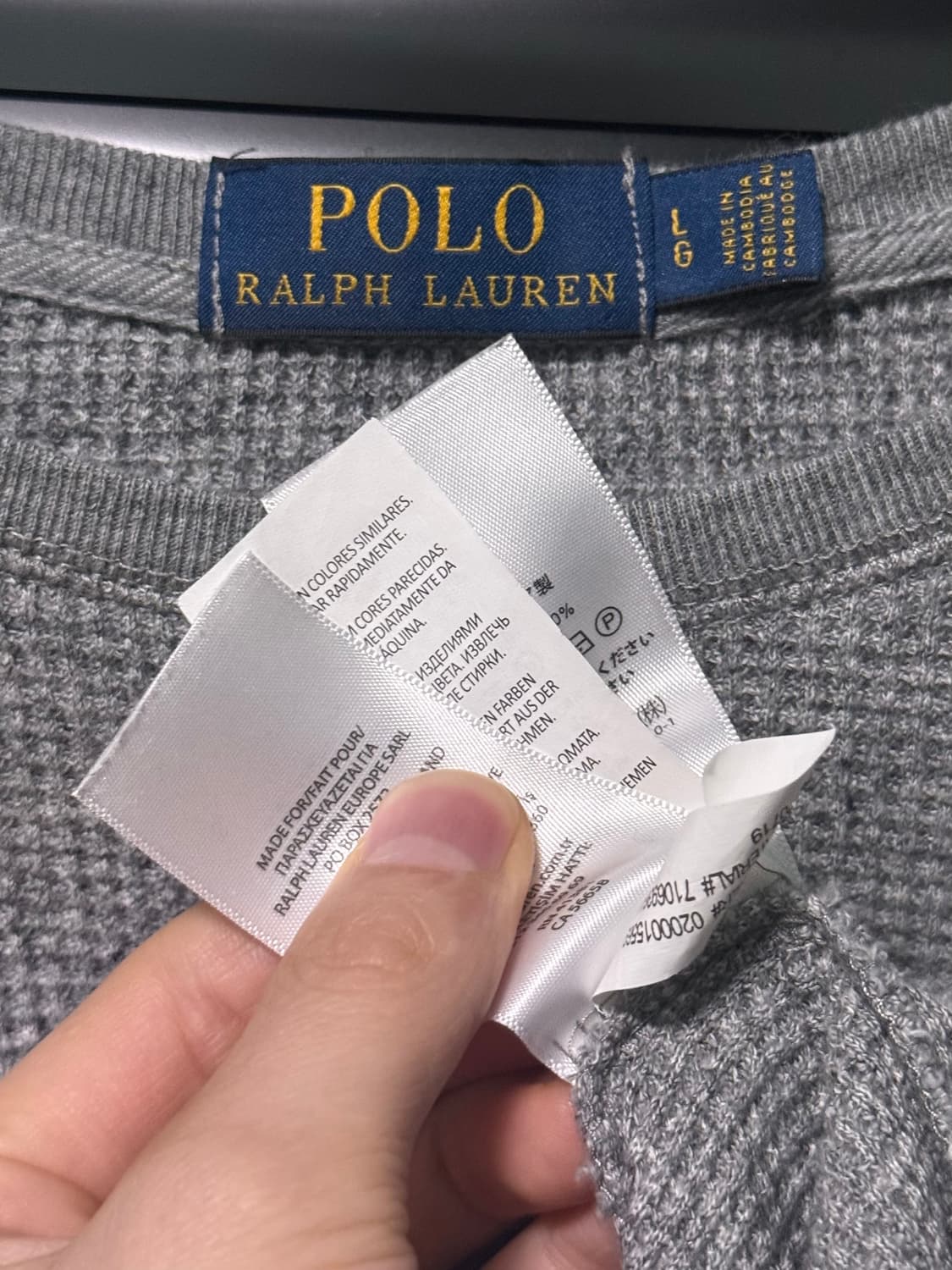 폴로 랄프로렌 회색 그레이 와플 니트 긴팔 티셔츠 롱슬리브리스 L 100 상품이미지6