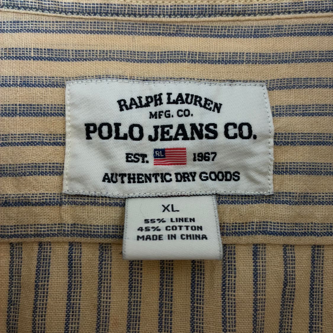 Polo jeans 폴로 진스 베이지 스트라이프 아이언 버튼 셔츠 상품이미지5