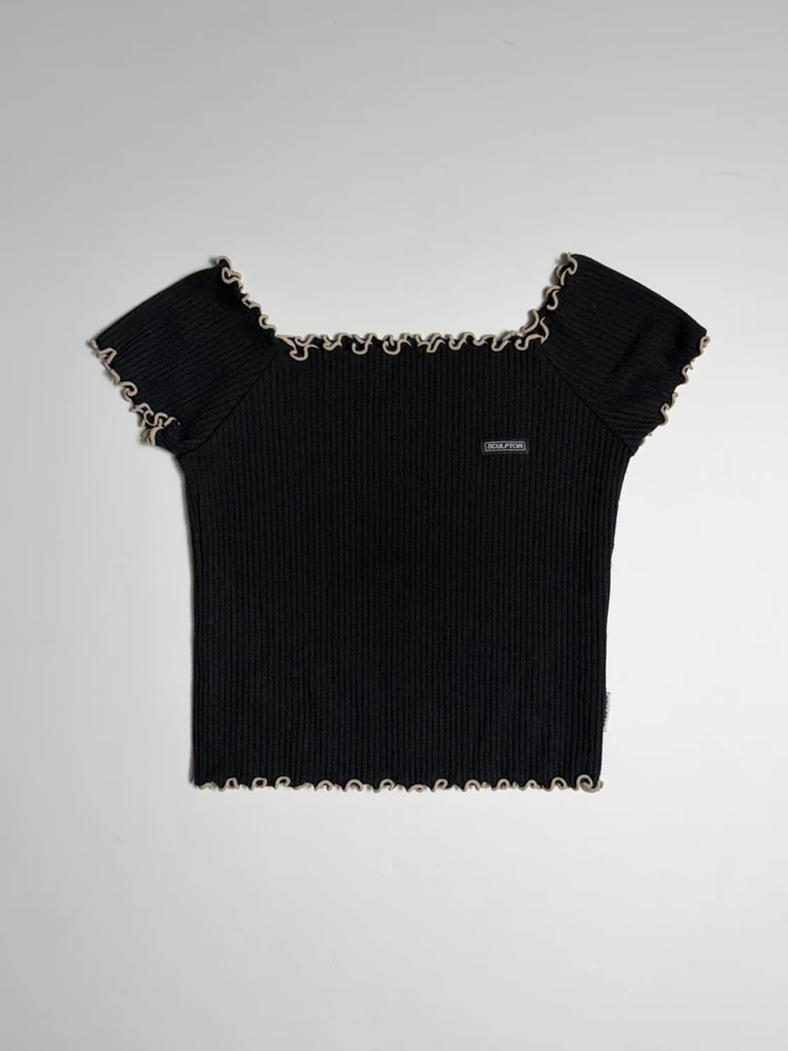 스컬프터 20SS 블랙 크롭 오프숄더 엣지 탑 R1536 상품이미지1