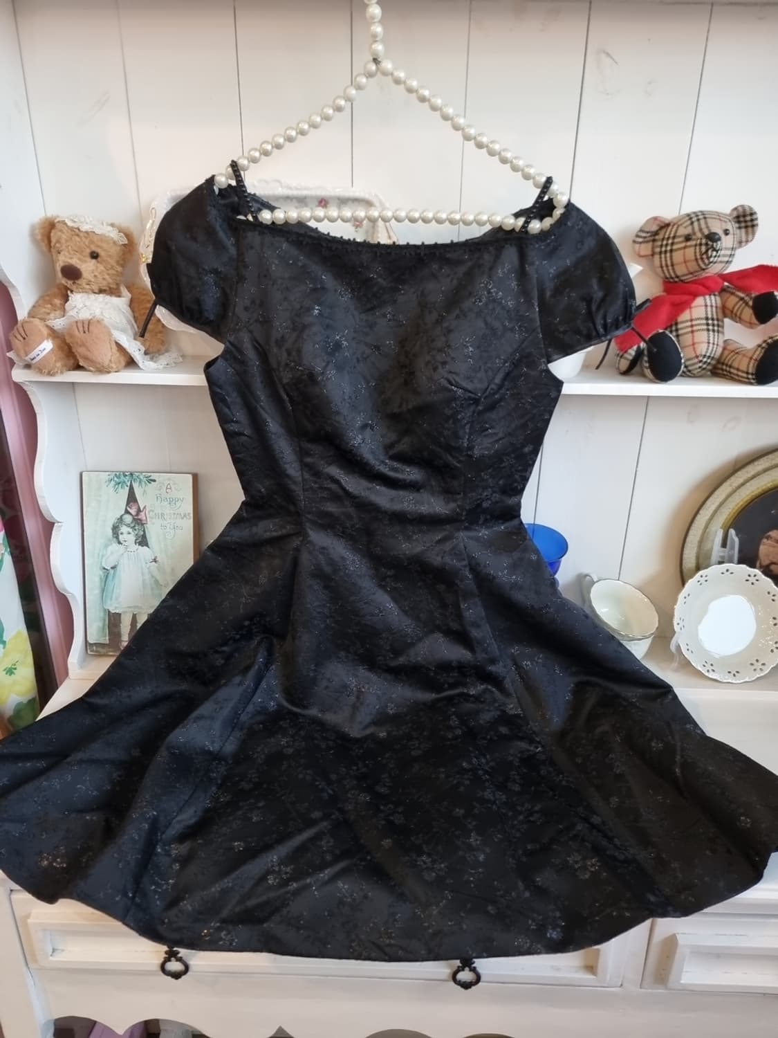 블랙 자가드 리본 원피스 상품이미지4