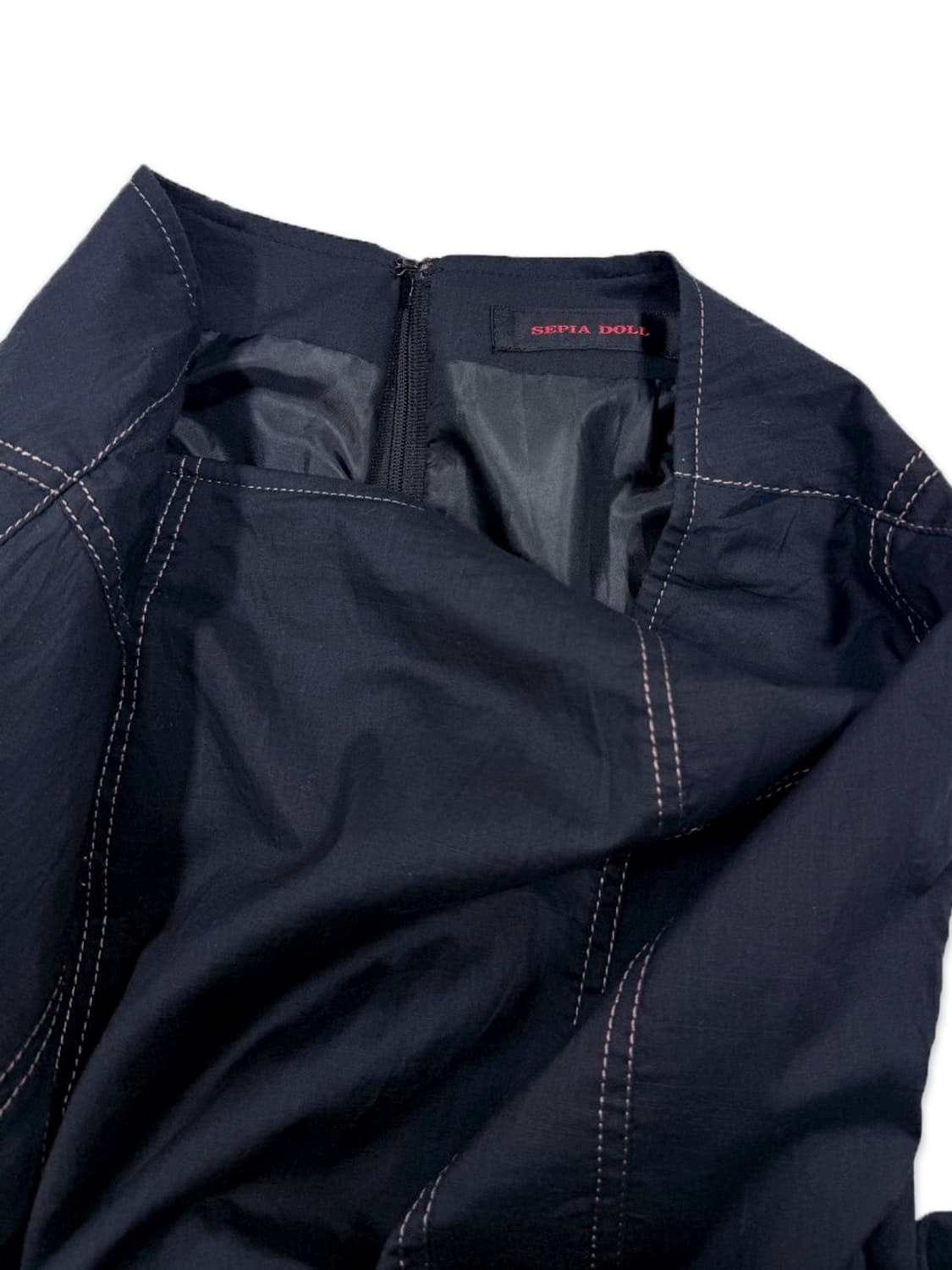 빈티지 네이비 스티치 미디 스커트 상품이미지5