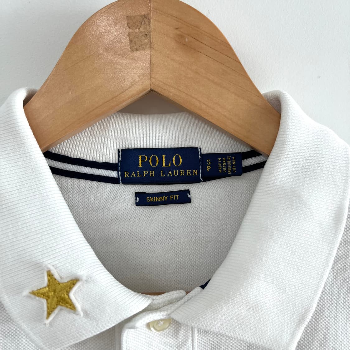 폴로 랄프로렌 스키니핏 로고패치 화이트 카라 반팔 티셔츠 상품이미지5