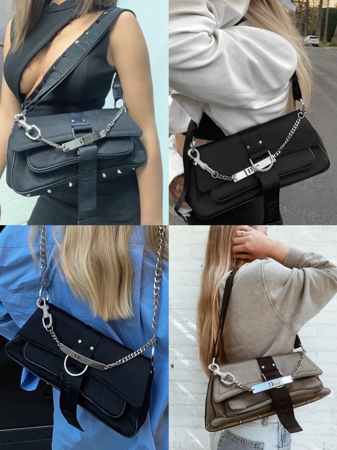 크리스찬 디올 FW03 하드코어 라인스톤 체인 숄더백 상품이미지3