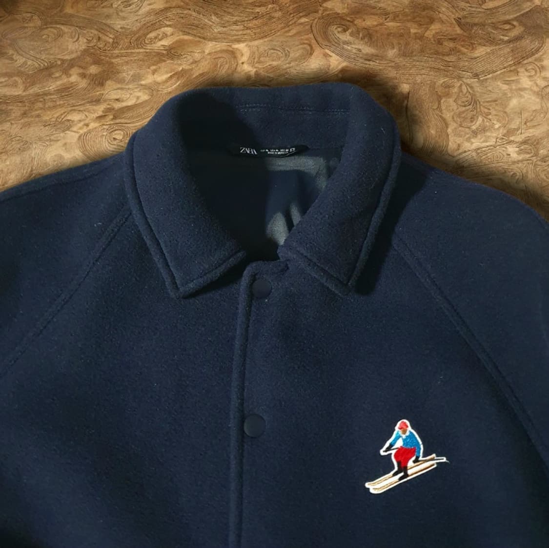 XL(약105~110) 자라 울 점퍼 자켓 네이비 빈티지 스키패치 상품이미지3