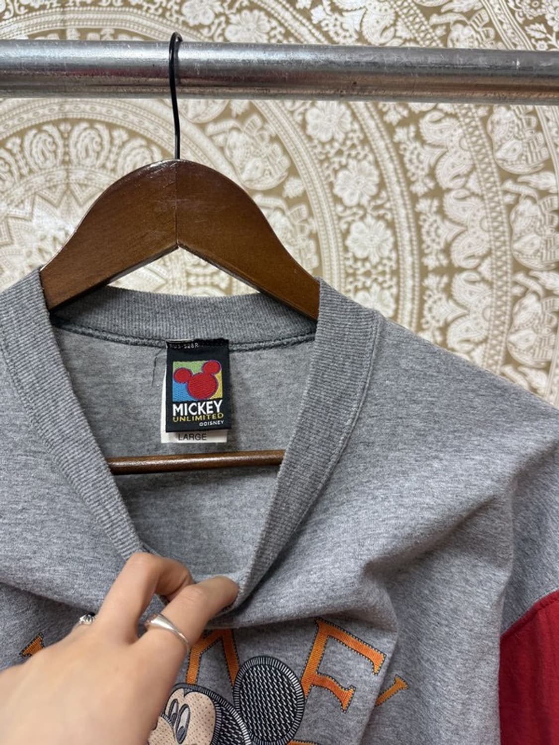 디즈니 미키마우스 USA 프린팅 배색 반팔 티 상품이미지4