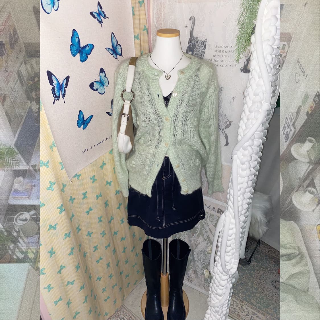 민트 꽈배기 가디건 상품이미지3