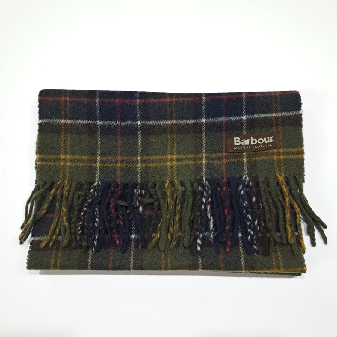 MX533 바버 90s 스코틀랜드판 울 타탄체크 올리브 머플러 목도리 상품이미지6