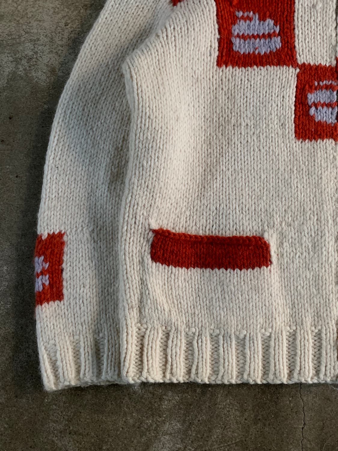 60s 핸드 니트 코위찬 집업 스웨터 컬링 상품이미지5