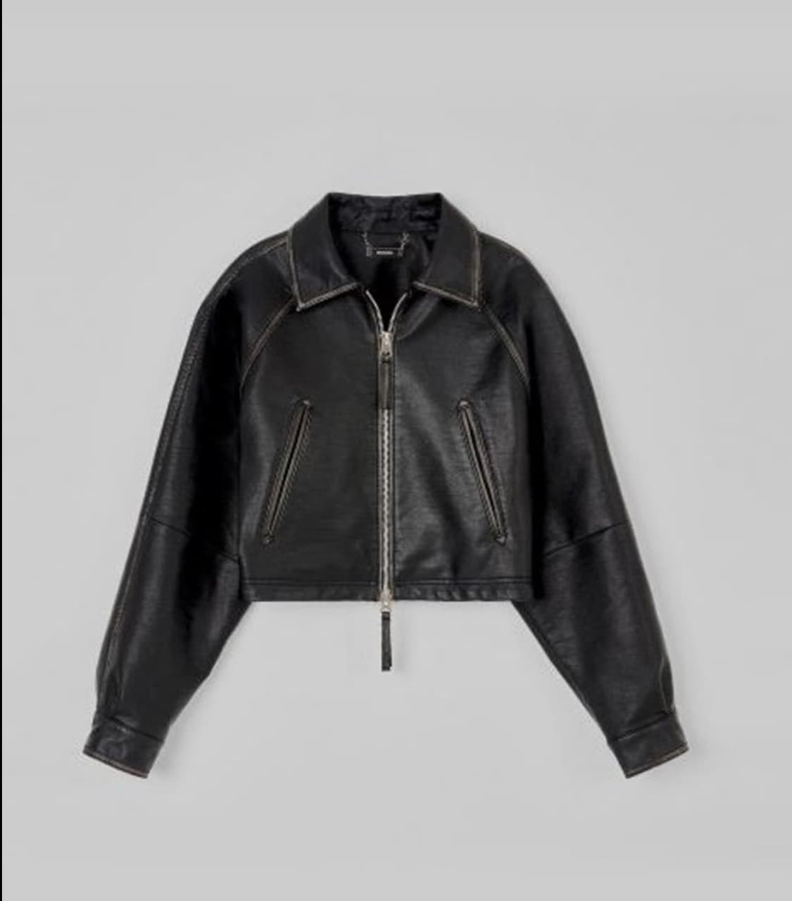 몽돌 빈티지 에코 레더 크롭 자켓 상품이미지2