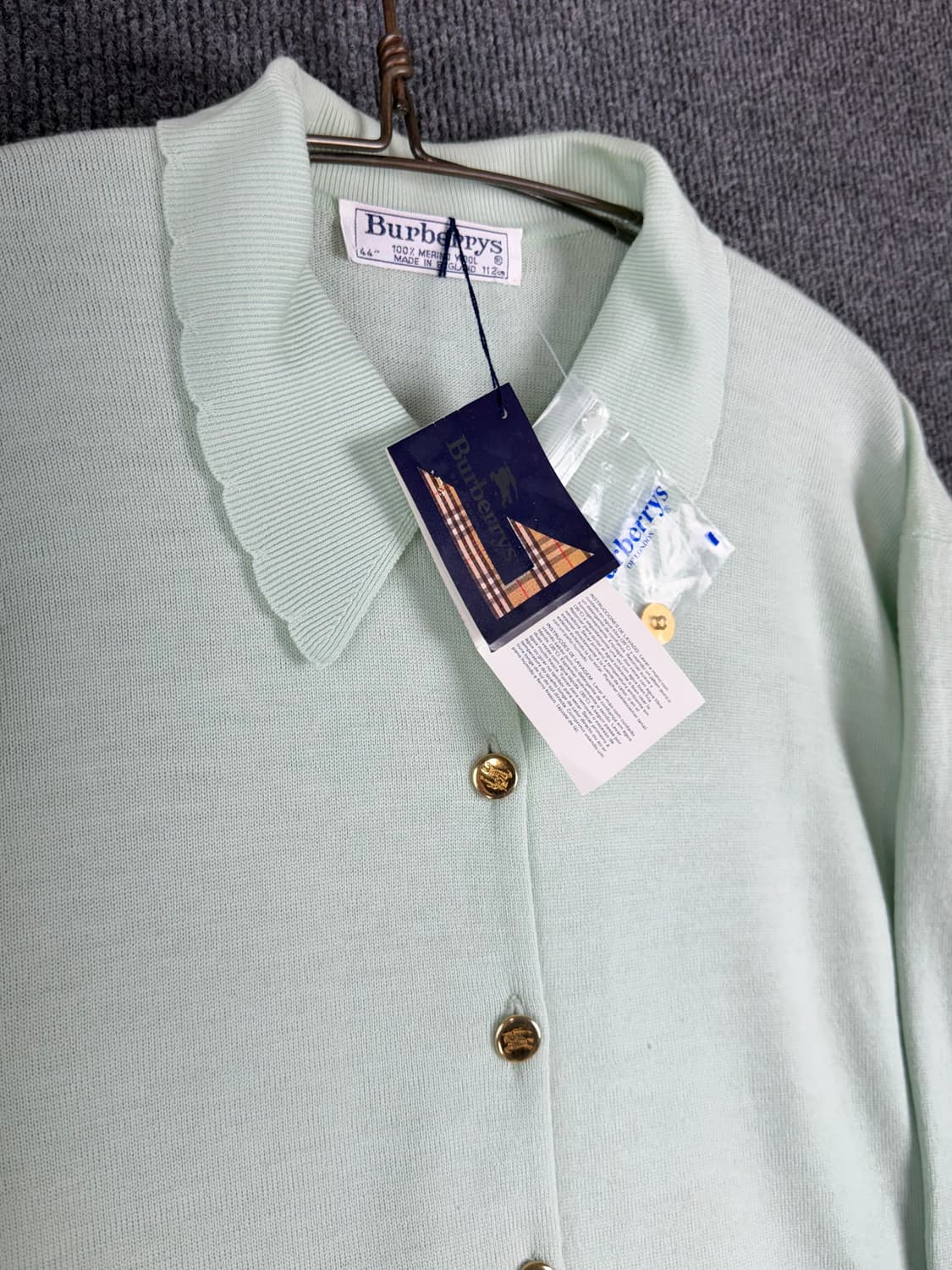 90s 버버리 금장버튼 울 가디건 상품이미지3