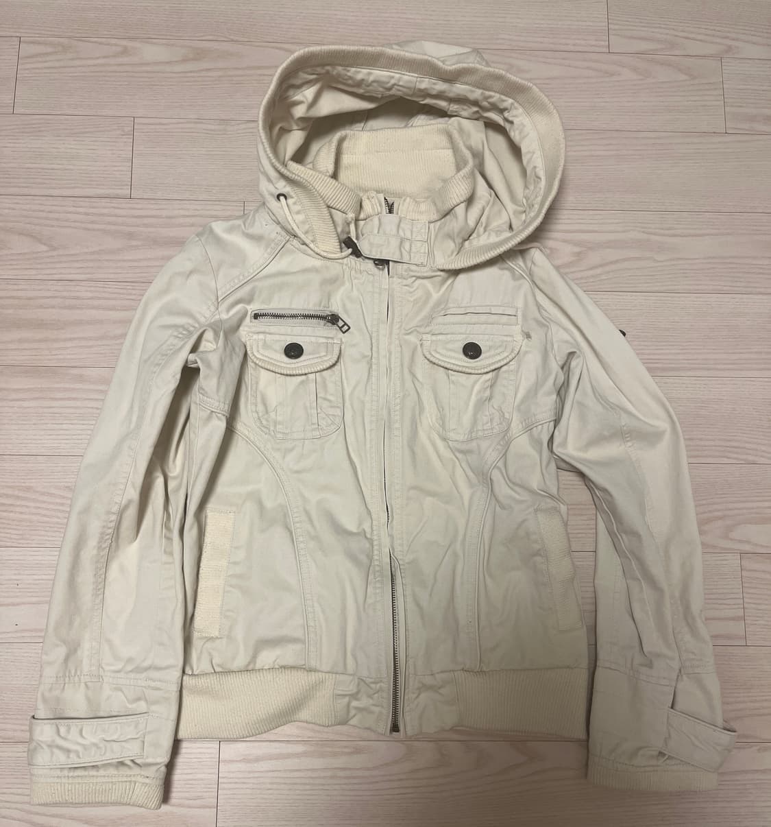y2k button detail ivory hoodie jacket 상품이미지1