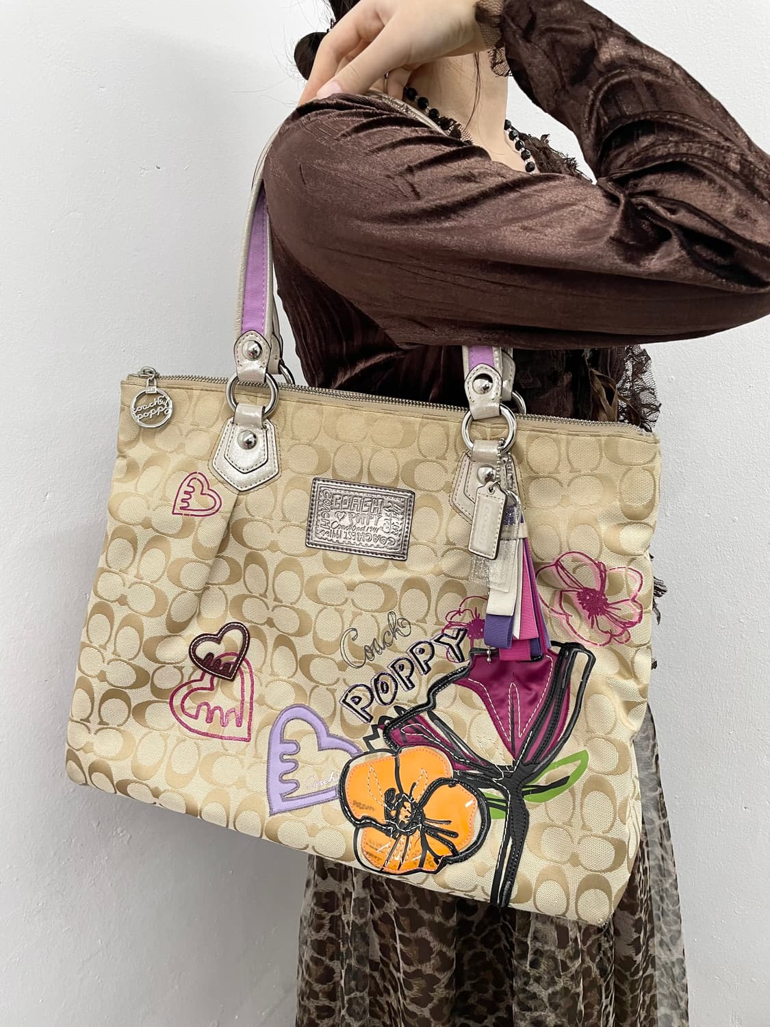 코치 자카드 자수 키링 쇼퍼백 상품이미지2