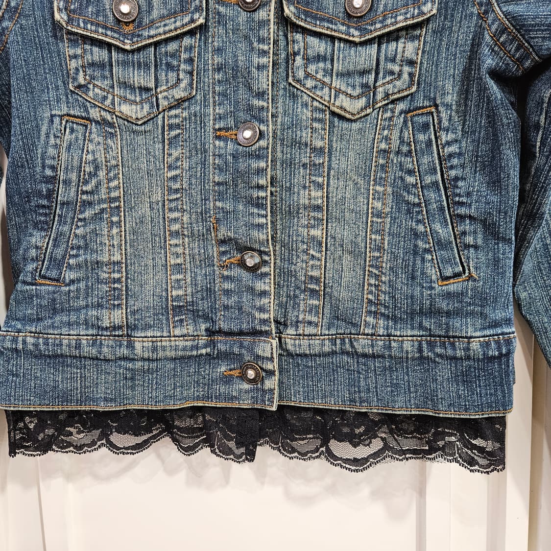 데님 자켓 레이스 포인트 상품이미지3